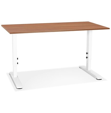 In hoogte verstelbare bureau 'OSMOSE' van notenhout en wit metaal - 140x70 cm