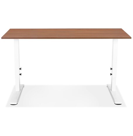 In hoogte verstelbare bureau 'OSMOSE' van notenhout en wit metaal - 140x70 cm