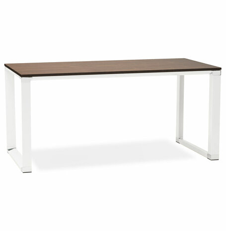 Groot recht directiebureau 'XLINE' 200 in walnootafwerking met witte structuur - 200x100 cm