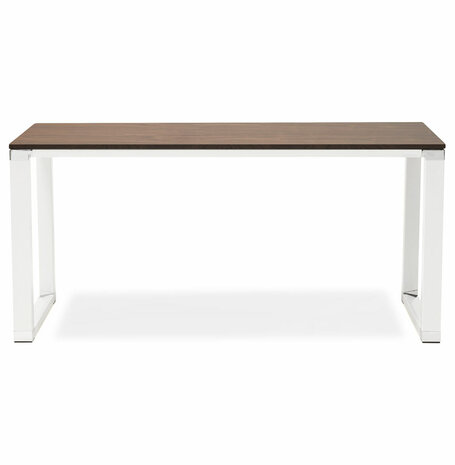 Groot recht directiebureau 'XLINE' 200 in walnootafwerking met witte structuur - 200x100 cm