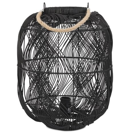 Lamp in lantaarnstijl 'DOMINGO' van zwarte rotan