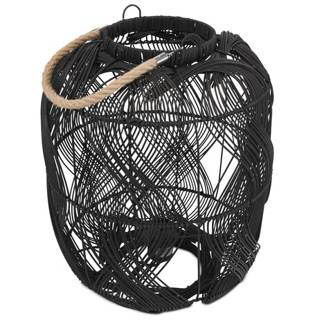Lamp in lantaarnstijl 'DOMINGO' van zwarte rotan