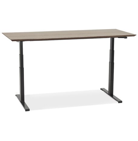 Zwarte elektrische zit/sta-bureau 'BIONIK' met blad in notenhouten afwerking - 180x90 cm