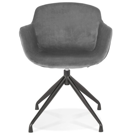Design stoel met armleuningen 'GRAPIN' van grijs velours