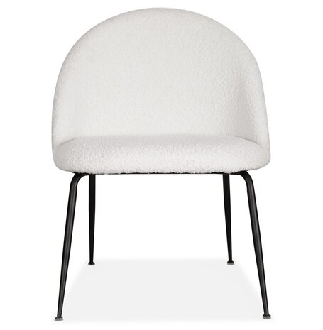 Lounge fauteuil 'NORVEGIA' van witte boucléstof en zwart metaal