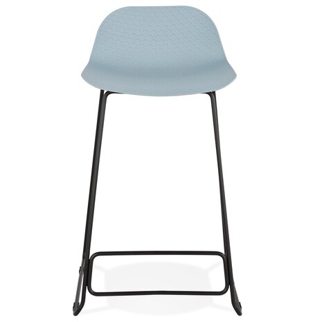 Halfhoge kruk 'BABYLOS MINI' blauw industriële stijl met zwart metalen voeten
