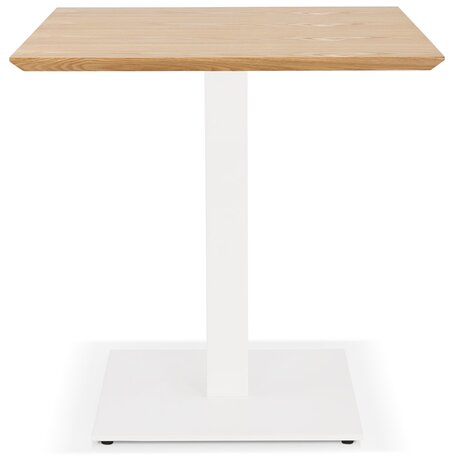 Vierkant eettafeltje 'REGIS' van natuurlijk afgewerkt hout en wit gietijzer - 70x70 cm