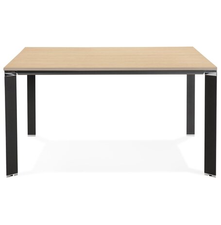 Vergadertafel / bench-bureau 'XLINE SQUARE' met natuurlijke houten afwerking en zwart metaal - 140x140 cm
