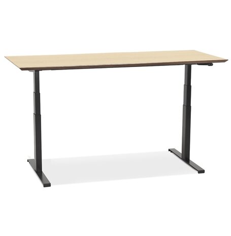Zwarte elektrische zit/sta-bureau 'BIONIK' met blad in natuurlijke houtafwerking - 180x90 cm