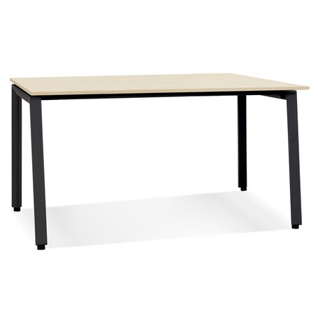Rechte design bureau 'AMADEUS' van natuurlijk afgewerkt hout en zwart metaal - 160x80 cm