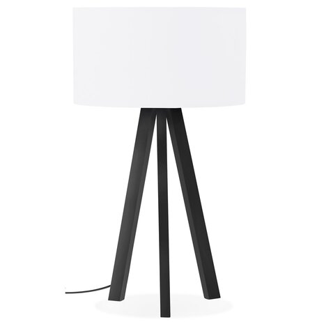 Design tafellamp 'SPRING MINI' met witte lampenkap en zwarte staander