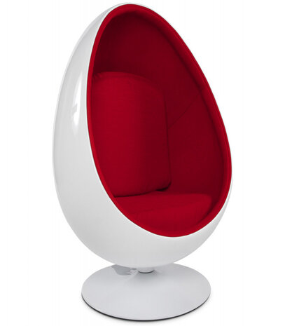 Wit en rode eivormige zetel 'COCOON' eistoel