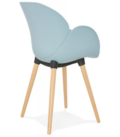 Scandinavische design stoel 'PICATA' blauw met houten poten