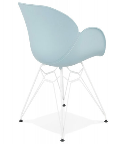 Moderne stoel 'FIDJI' blauw met wit metalen voeten