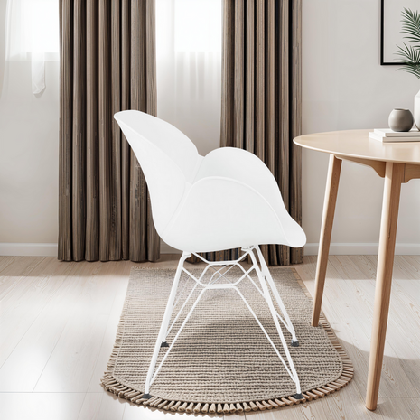 Moderne stoel 'FIDJI' wit met wit metalen voeten