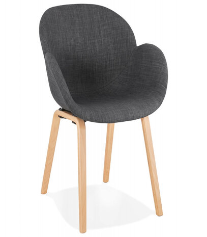 Design stoel met armleuningen 'SAMY' van grijze stof Scandinavische stijl