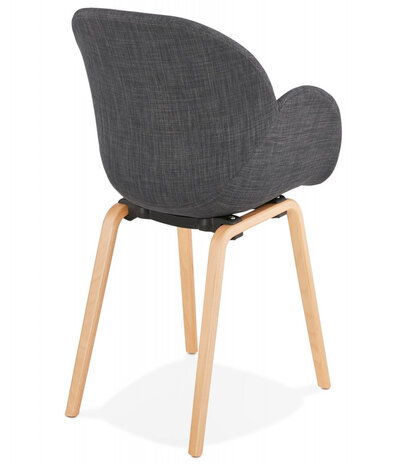 Design stoel met armleuningen 'SAMY' van grijze stof Scandinavische stijl