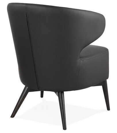 Lounge chair 'NORMAN' zwart en poten in zwart hout