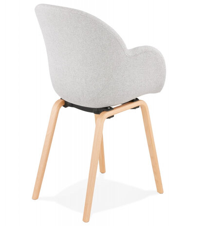 Designstoel met armleuningen 'SAMY' in lichtgrijze stof en Scandinavische stijl