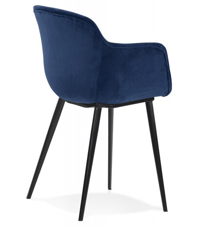 Stoel met armleuningen 'ARMADA' van blauw velours