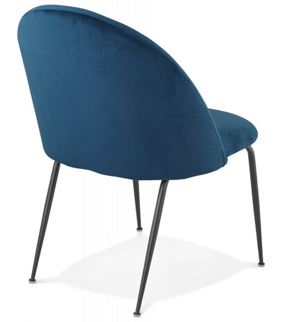 Loungefauteuil 'MERMAID' van blauw fluweel en zwarte metalen poten