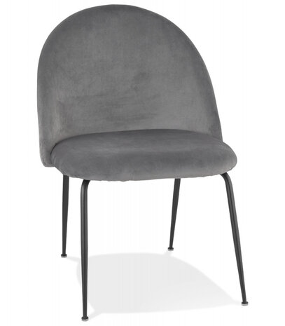 Loungefauteuil 'MERMAID' van lichtgrijs fluweel en zwarte metalen poten