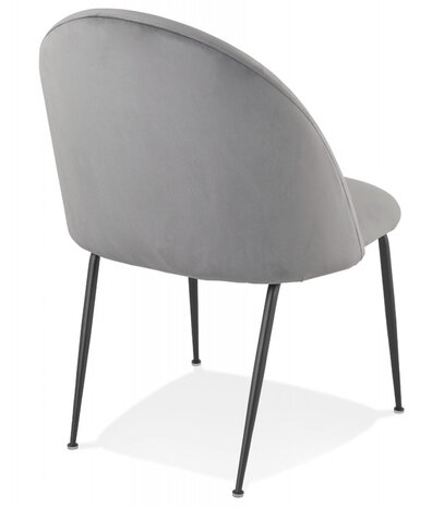 Loungefauteuil 'MERMAID' van lichtgrijs fluweel en zwarte metalen poten