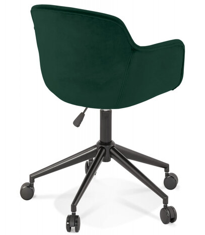 Chaise de bureau 'ROLLING' en velours vert sur roulettes