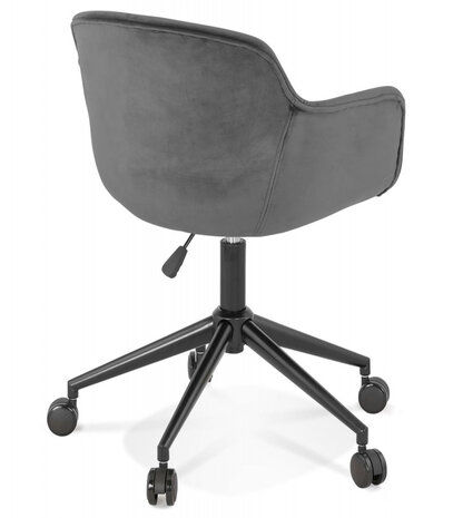 Chaise de bureau 'ROLLING' en velours gris sur roulettes