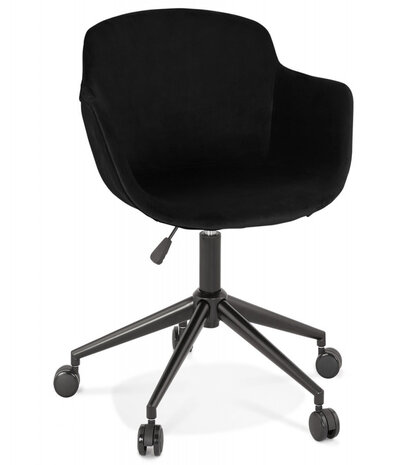 Chaise de bureau 'ROLLING' en velours noir sur roulettes