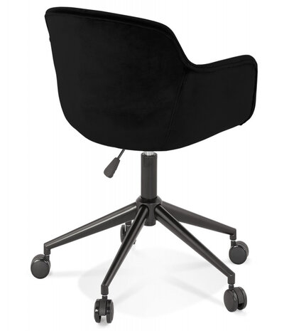 Chaise de bureau 'ROLLING' en velours noir sur roulettes