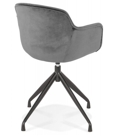 Design stoel met armleuningen 'GRAPIN' van grijs velours
