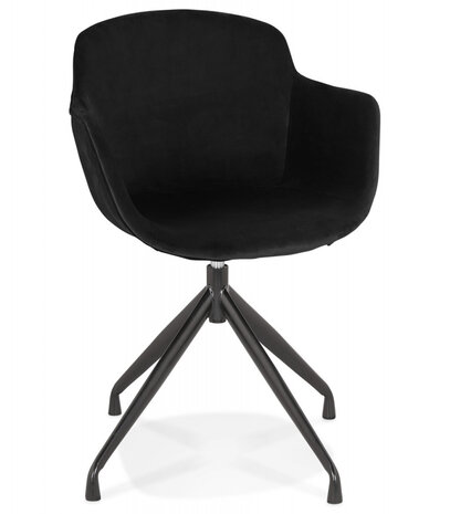 Design stoel met armleuningen 'GRAPIN' van zwart velours