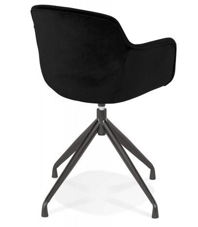 Design stoel met armleuningen 'GRAPIN' van zwart velours