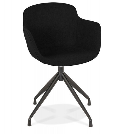 Design stoel met armleuningen 'SWAN' van zwarte stof