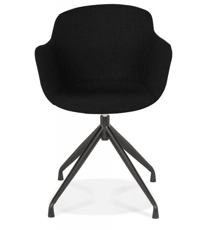 Design stoel met armleuningen 'SWAN' van zwarte stof