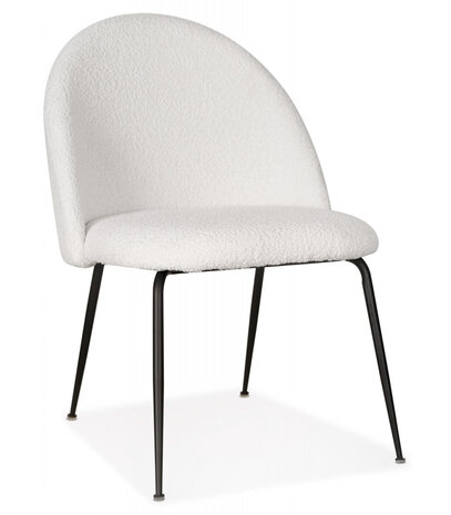 Lounge fauteuil 'NORVEGIA' van witte boucléstof en zwart metaal