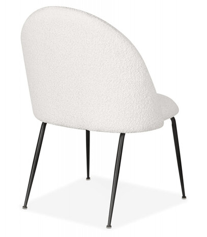 Lounge fauteuil 'NORVEGIA' van witte boucléstof en zwart metaal