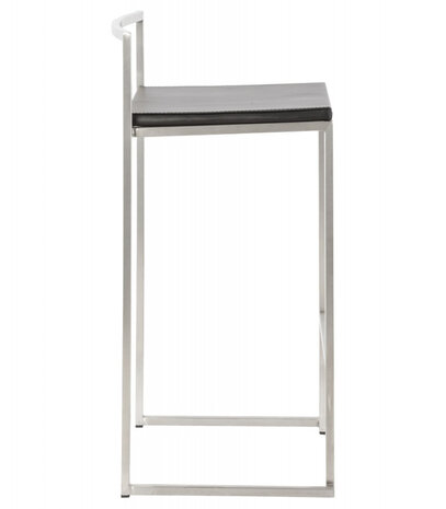 Zwarte halfhoge design kruk 'DISKO MINI' stapelbaar