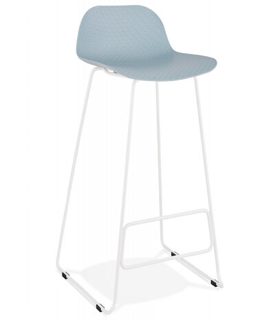 Design barkruk 'BABYLOS' blauw met wit metalen voeten