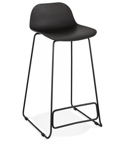 Halfhoge kruk 'BABYLOS MINI' zwart industriële stijl met zwart metalen voeten