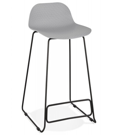Halfhoge kruk 'BABYLOS MINI' grijs industriële stijl met zwart metalen voeten