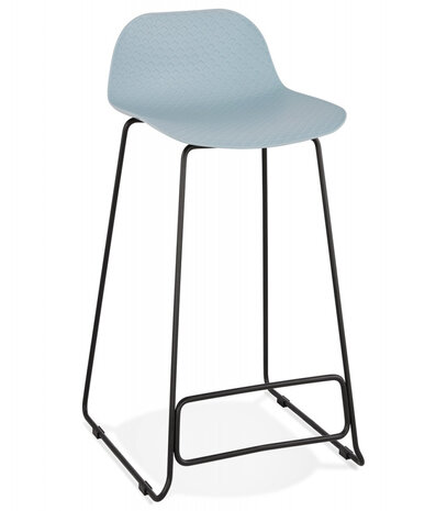 Halfhoge kruk 'BABYLOS MINI' blauw industriële stijl met zwart metalen voeten