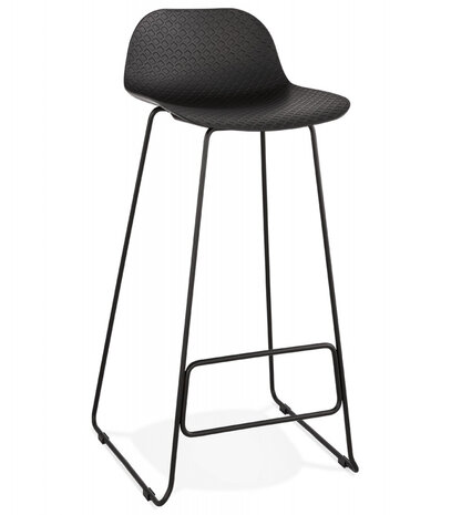 Design barkruk 'BABYLOS' zwart industriële stijl met zwart metalen voeten