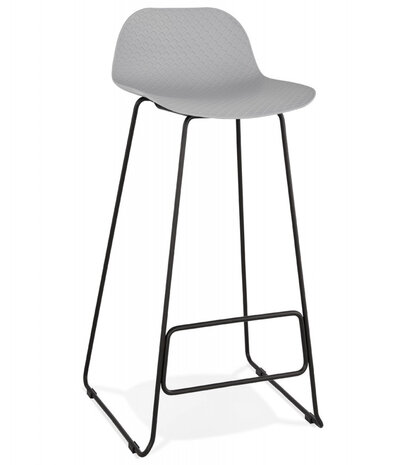Design barkruk 'BABYLOS' grijs industriële stijl met zwart metalen voeten
