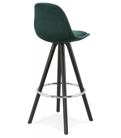 Halfhoge barkruk 'SPIRIT MINI' in groen fluweel en poten in zwart hout