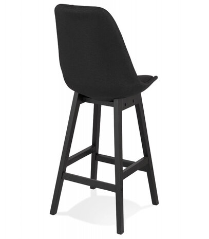 Halfhoge design kruk 'TERESA MINI' van zwarte stof en zwarte houten poten