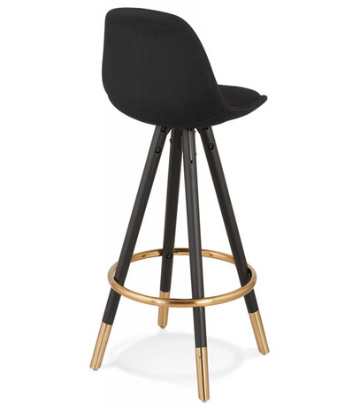 Halfhoge 'GATO MINI' design kruk van zwarte stof en hout