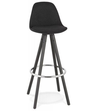 Design barkruk 'DANI' van zwarte stof en hout