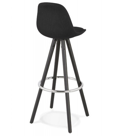 Design barkruk 'DANI' van zwarte stof en hout